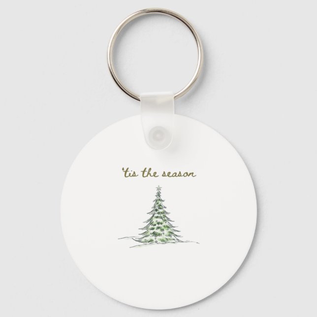 Tis The Season Christmas Tree Debbie Groovy Santa Key Ring (Front)