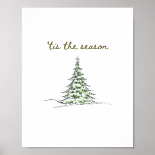 Tis The Season Christmas Tree Debbie Groovy Santa Poster