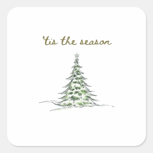 Tis The Season Christmas Tree Debbie Groovy Santa Square Sticker (Front)