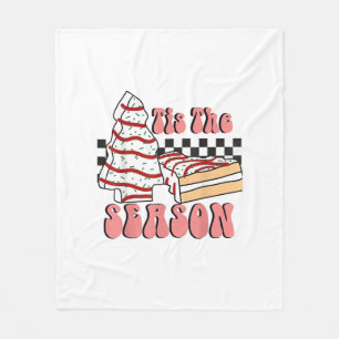 Tis The Season Christmas Tree Groovy Retro Debbie Fleece Blanket