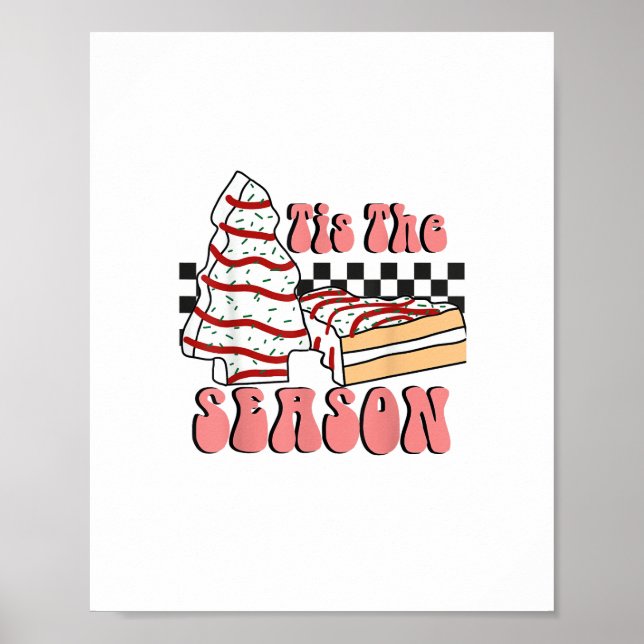 Tis The Season Christmas Tree Groovy Retro Debbie  Poster (Front)