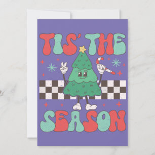 Tis' The Season Christmas Tree Groovy Retro Xmas Invitation