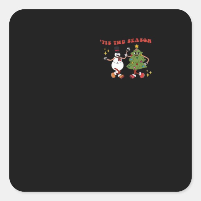 Tis The Season Christmas Tree Pals Classic Trendy  Square Sticker (Front)