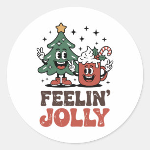 Tis The Season Christmas Tree Santa Hat Coffee Classic Round Sticker