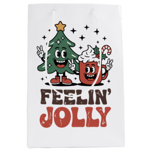 Tis The Season Christmas Tree Santa Hat Coffee Medium Gift Bag