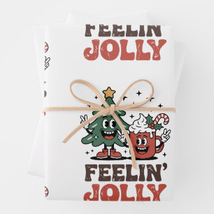 Tis The Season Christmas Tree Santa Hat Coffee Wrapping Paper Sheet