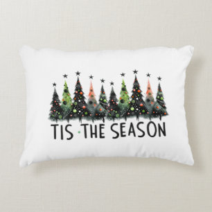 'Tis The Season Christmas Tree Snow Flakes Santa Decorative Cushion