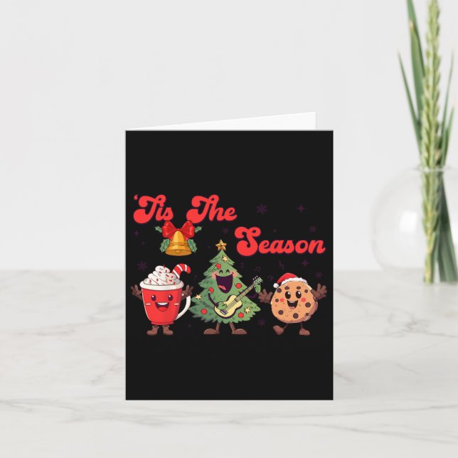 Tis The Season Christmas Tree Xmas Cookies Coffee  Card (Front)