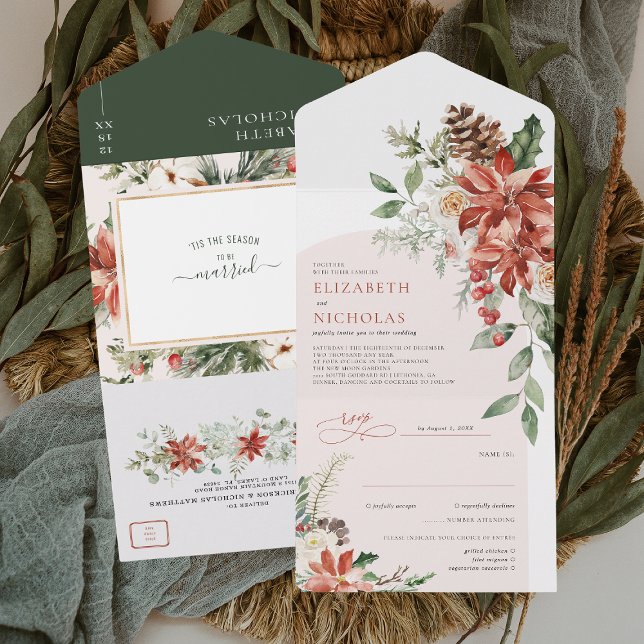 'Tis The Season | Christmas Wedding Floral All In One Invitation (Creator Uploaded)