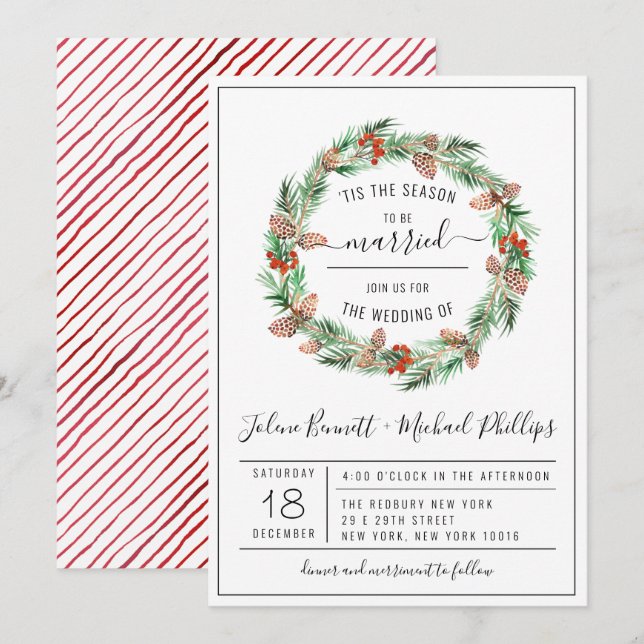 'Tis The Season | Christmas Wedding Invitation (Front/Back)