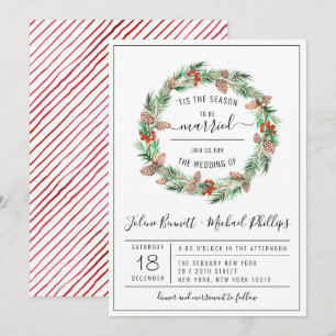 'Tis The Season Christmas Wedding Invitation