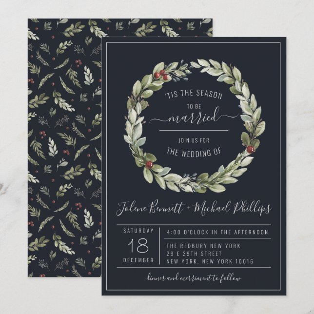 'Tis The Season | Christmas Wedding Invitation (Front/Back)