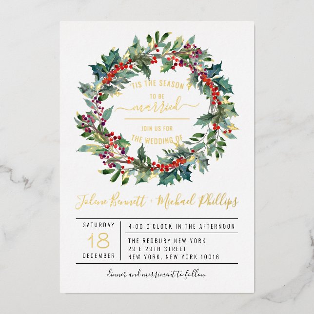 'Tis The Season | Christmas Wedding Invitation (Front)
