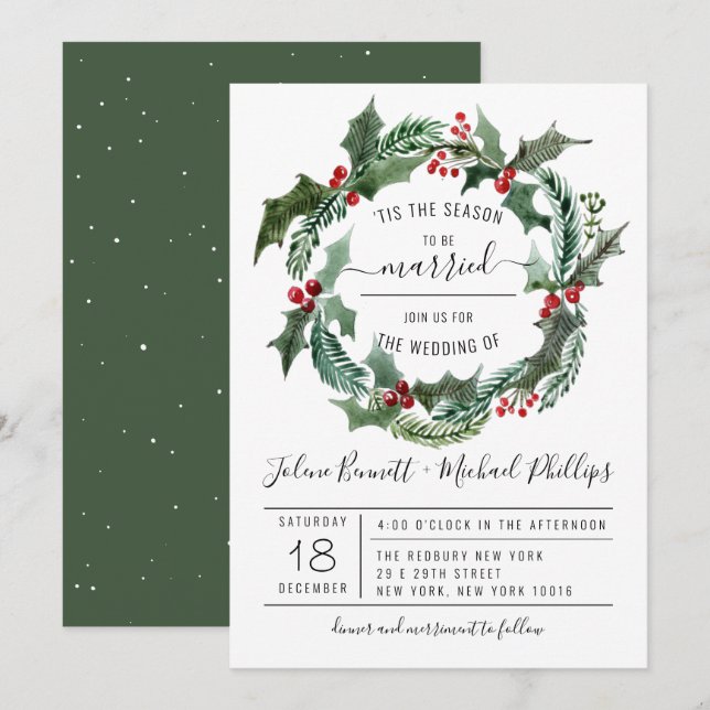'Tis The Season | Christmas Wedding Invitation (Front/Back)