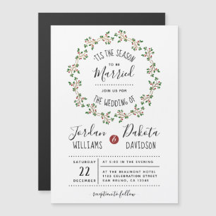 'Tis The Season   Christmas Wedding Magnetic Invitation