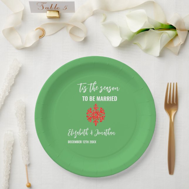 Tis The Season Christmas Wedding Paper Plate (Wedding)