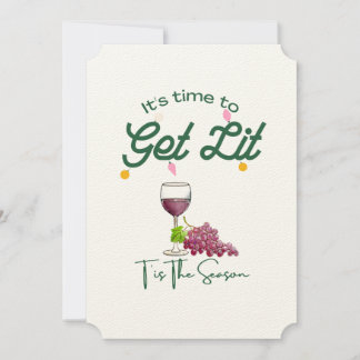 T'is the Season Christmas Wine Party Get Lit Invitation