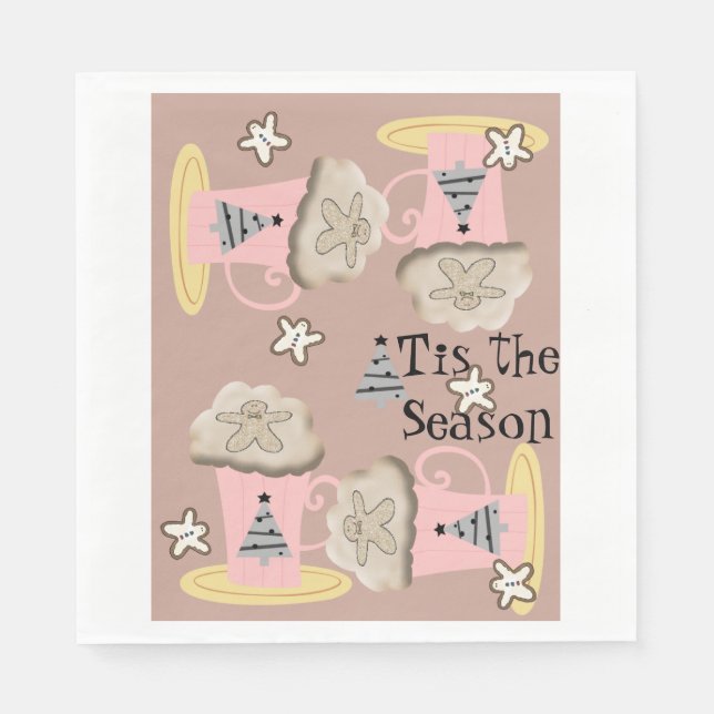 Tis The Season Coffee Christmas Santa Napkins (Front)