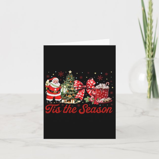 Tis' The Season Coffee Latte Gnome Sleigh Christma Card (Front)