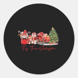 Tis' The Season Coffee Latte Gnome Sleigh Christma Classic Round Sticker