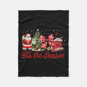 Tis' The Season Coffee Latte Gnome Sleigh Christma Fleece Blanket