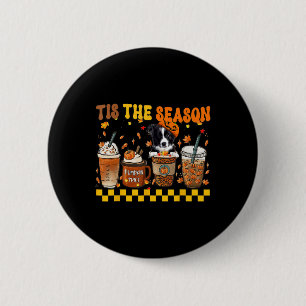 Tis' The Season Coffee Pumpkin Border Collie Hallo 6 Cm Round Badge