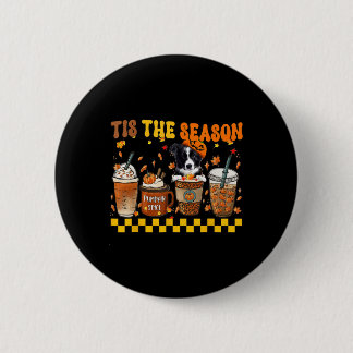 Tis' The Season Coffee Pumpkin Border Collie Hallo 6 Cm Round Badge