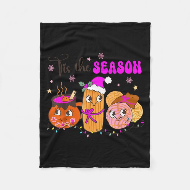 Tis The Season Conchas Cafecito Pan Dulce Mexican  Fleece Blanket (Front)