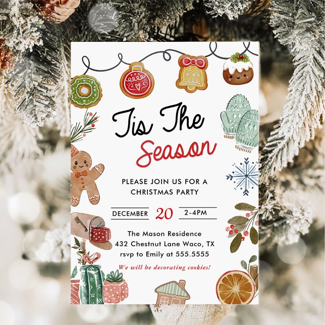 Tis The Season Cookie Christmas Party Invitation (Creator Uploaded)