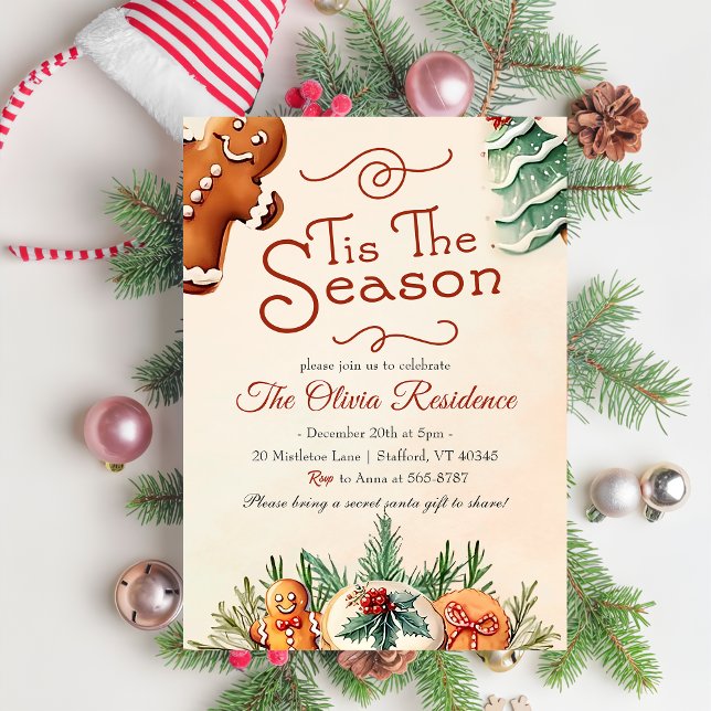 Tis The Season Cookies  Christmas Party Invitation (Creator Uploaded)