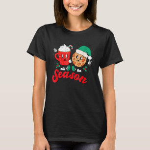 Tis The Season Cookies Milk Santa Hat Christmas Re T-Shirt