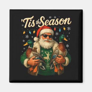 Tis The Season Cool Santa Duck Christmas Design  Magnet