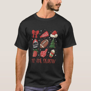 Tis The Season Coquette Bow Football Coffee Merry  T-Shirt