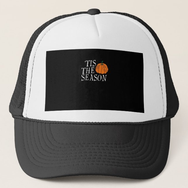 Tis The Season Cute Halloween Pumpkin Trucker Hat (Front)