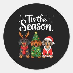 Tis The Season Dachshund Christmas Santa Weiner Do Classic Round Sticker