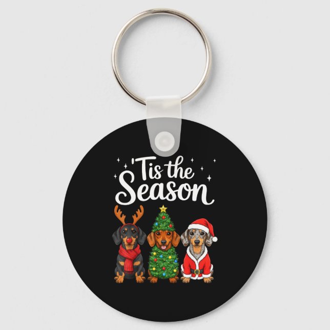Tis The Season Dachshund Christmas Santa Weiner Do Key Ring (Front)
