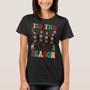 Tis The Season Dancing Skeleton Christmas Skull Ch T-Shirt