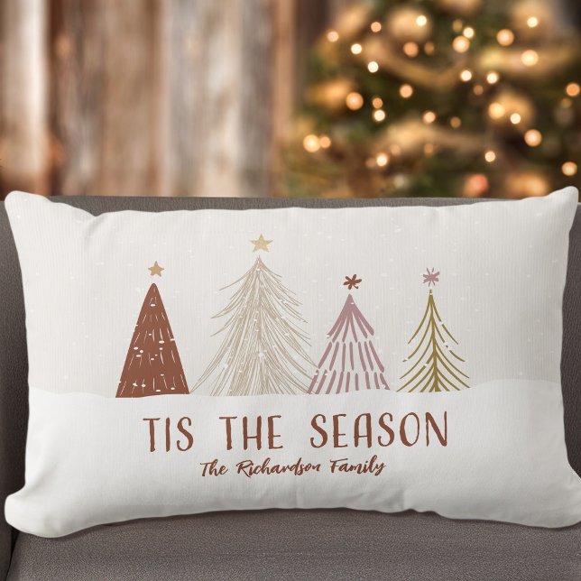 Tis The Season Decorative Christmas Holiday Trees Lumbar Cushion (Creator Uploaded)