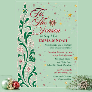 Tis The Season Decorative Christmas Tree Wedding Acrylic Invitations