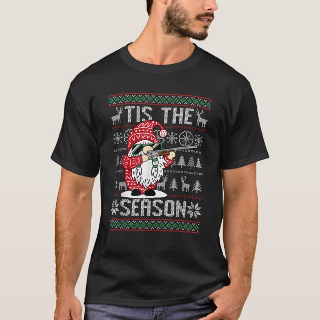Tis The Season Deer Hunting Gnome Reindeer Christm T-Shirt (Front)