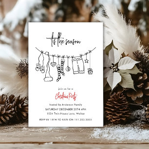 Tis The Season Doodle Clothesline Christmas Party  Invitation