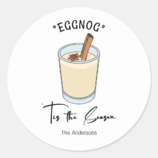 Tis The Season Eggnog Holiday Classic Round Sticker