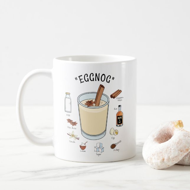 Tis The Season Eggnog Holiday Coffee Mug (With Donut)