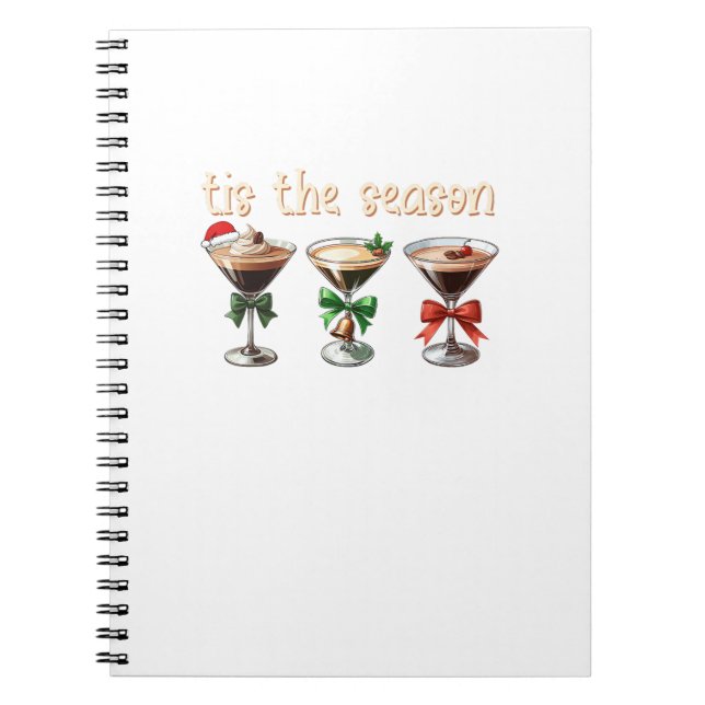 Tis The Season Espresso Cocktail Glasses Party Notebook (Front)