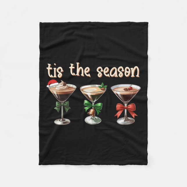 Tis The Season Espresso Martini Tail Gles Xmas Par Fleece Blanket (Front)