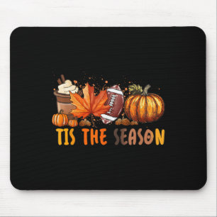 Tis The Season Fall Autumn Football Pumpkin Coffee Mouse Mat