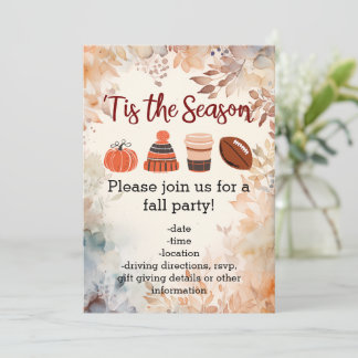 Tis the Season Fall Autumn Football Pumpkin Spice Invitation