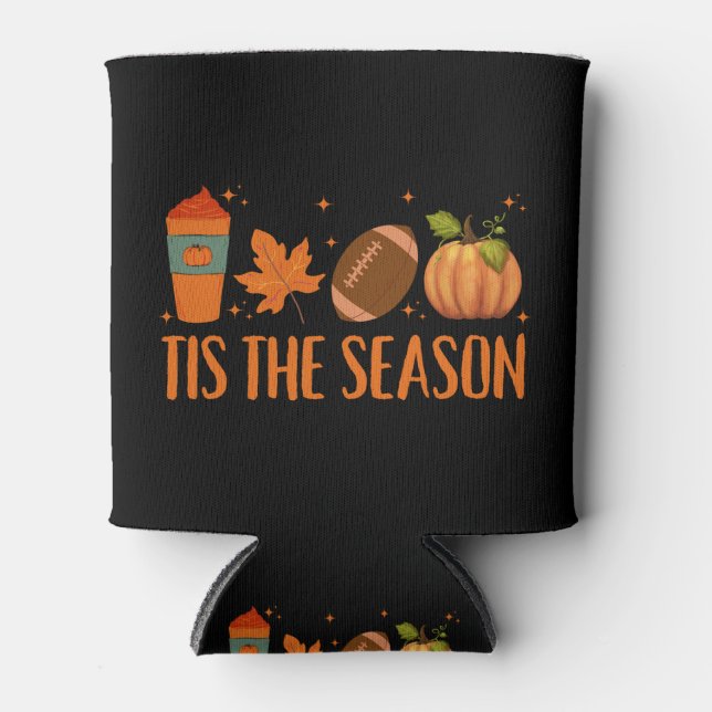 Tis The Season Fall Autumn Halloween Can Cooler (Front)