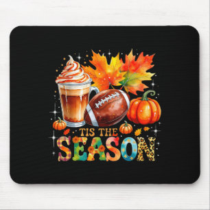 Tis The Season Fall Coffee Football Autumn Gift  Mouse Mat