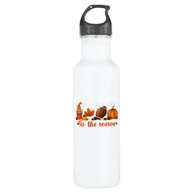 Tis The Season Fall Gnome Football Design 710 Ml Water Bottle (Front)